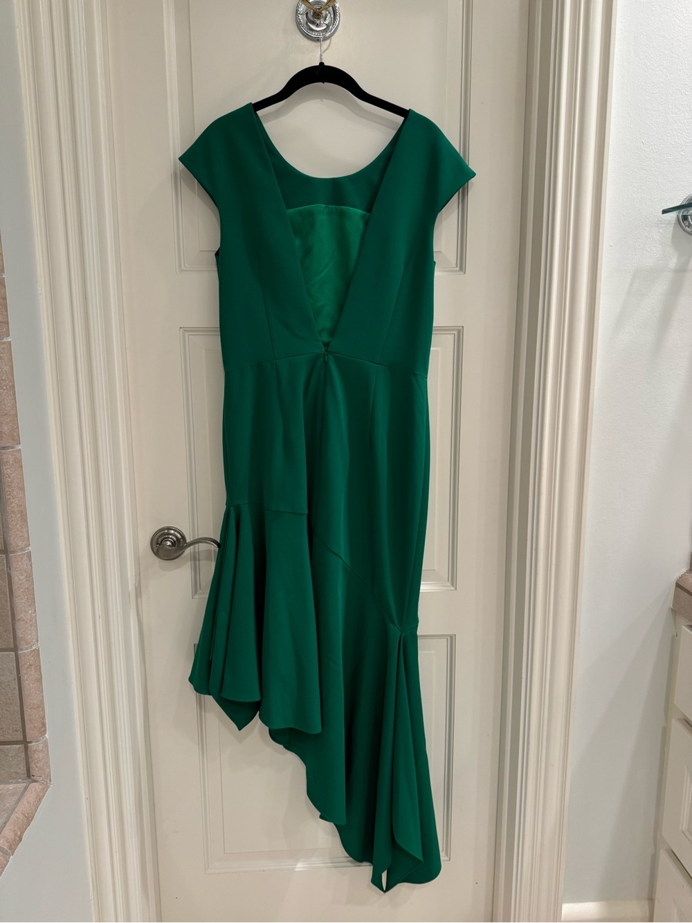 Milly Emerald Green High-Low Ruffle Hem Dress - Picture 6 of 7
